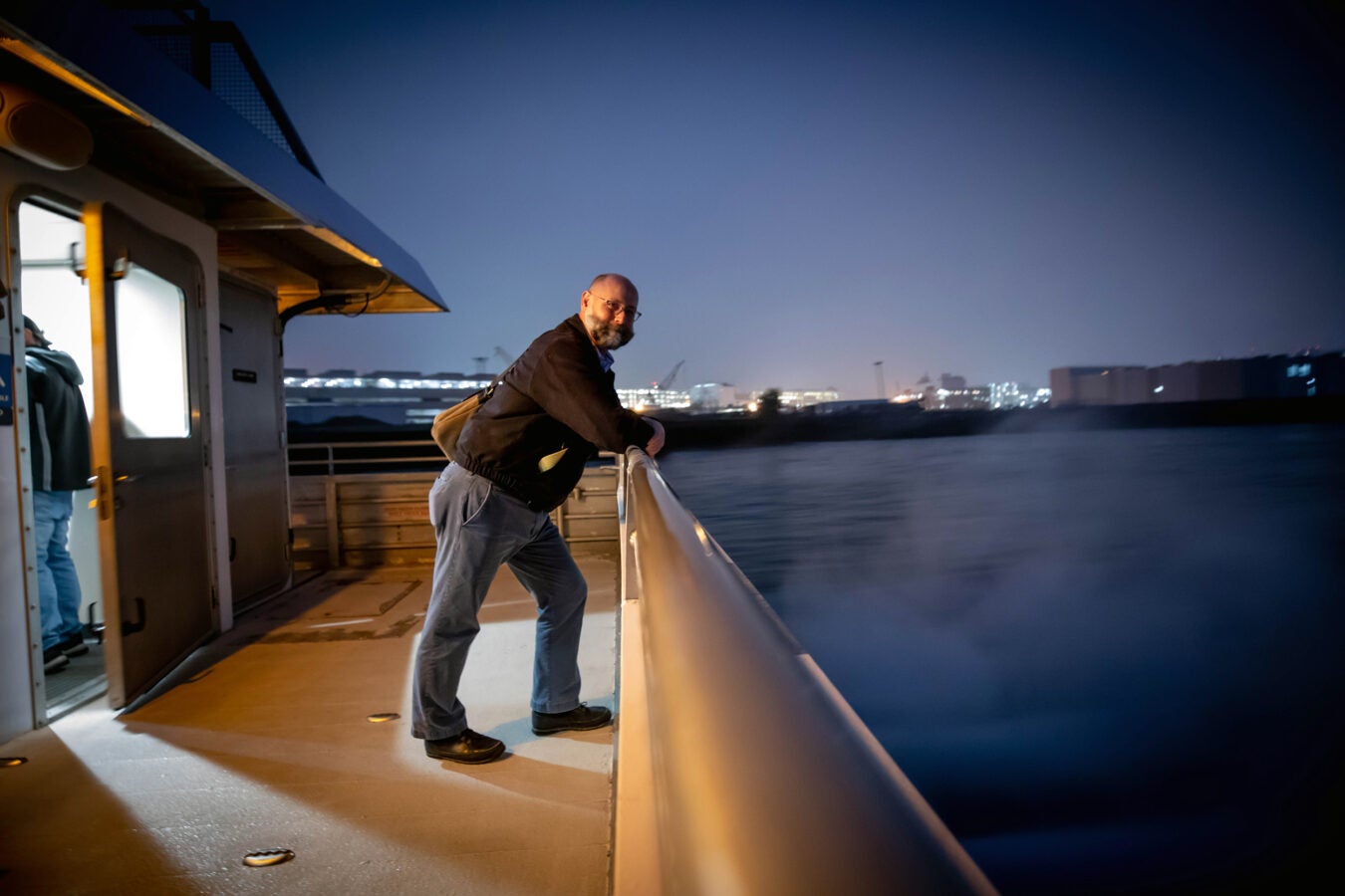 Scott Helms rides the commuter boat to work.