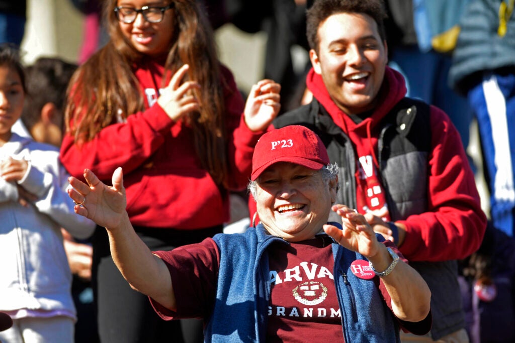 A Harvard grandmother cheers on the Crimson.