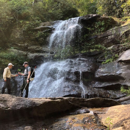 Holcomb Creek Falls in Chattahoochee National Forest in Rabun County, Georgia.