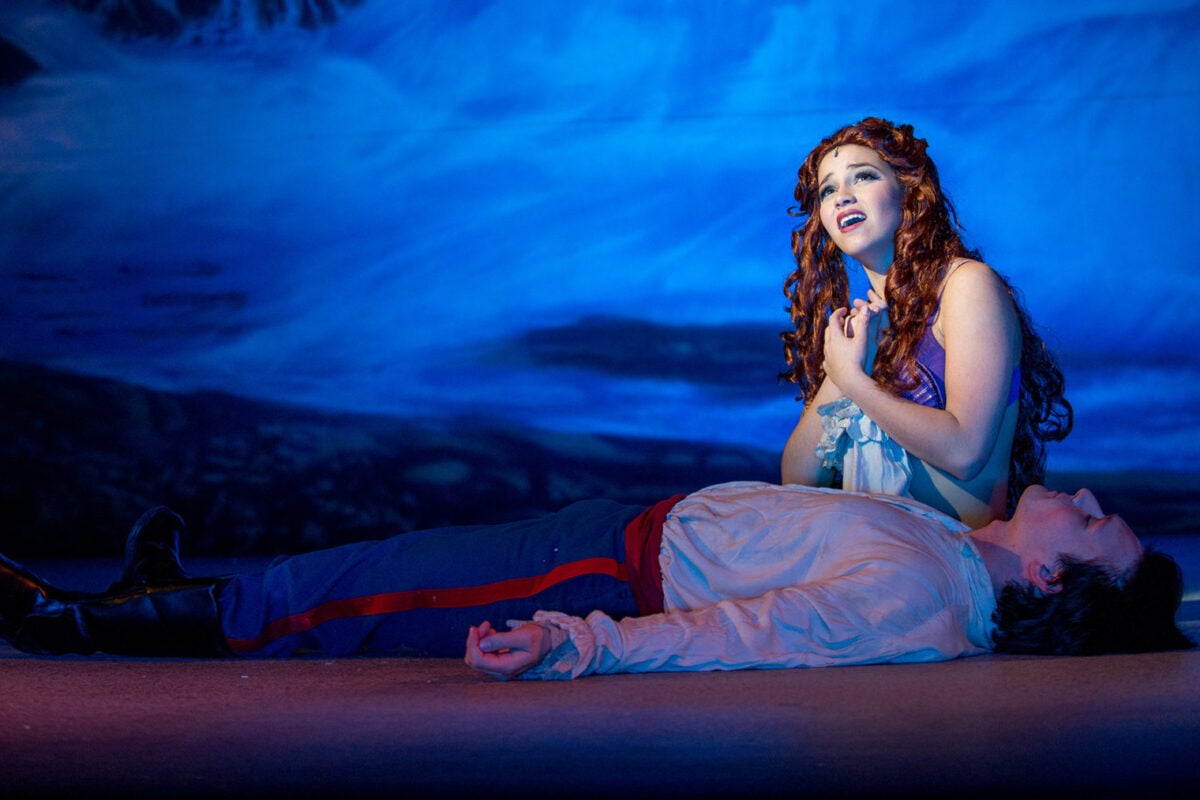 Karalyn dressed as the little mermaid on stage