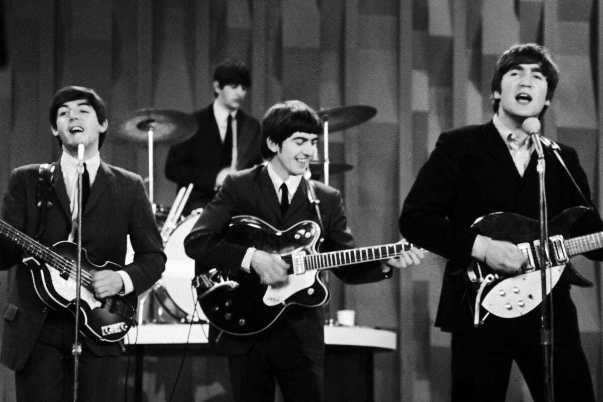 The Beatles performing on Ed Sullivan show.