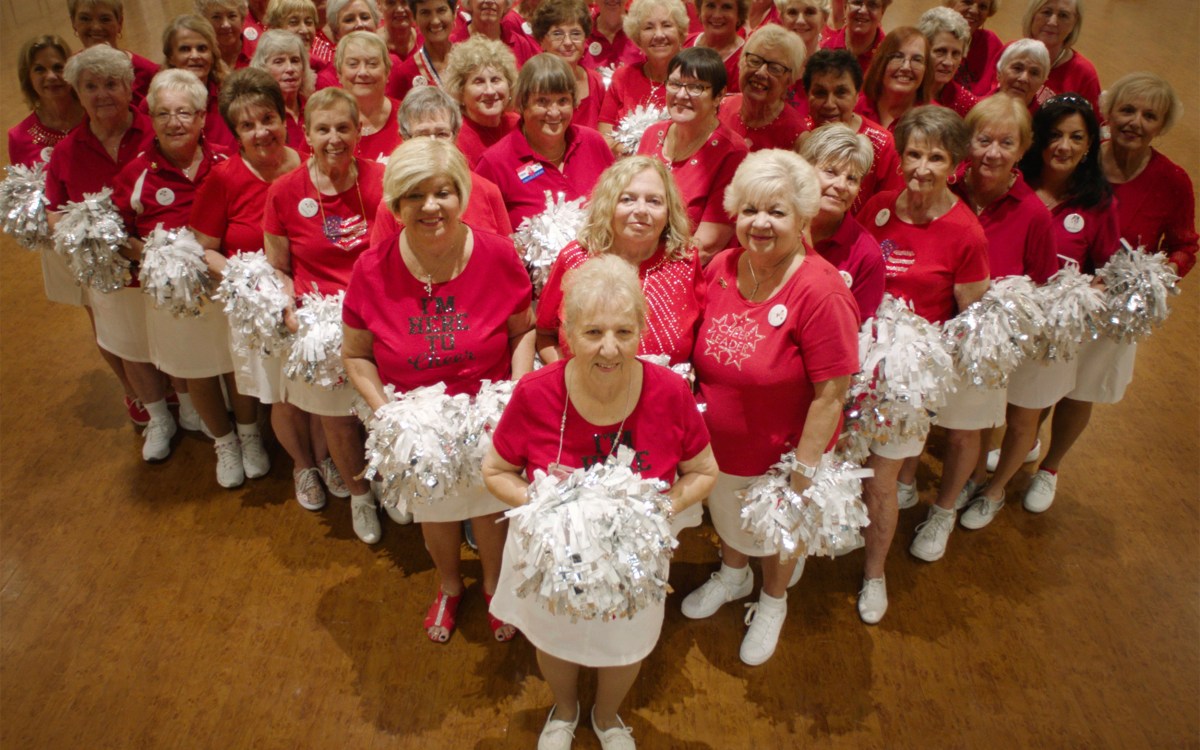 Group of cheerleaders from retirement community in scene from "Some Kind of Heaven."
