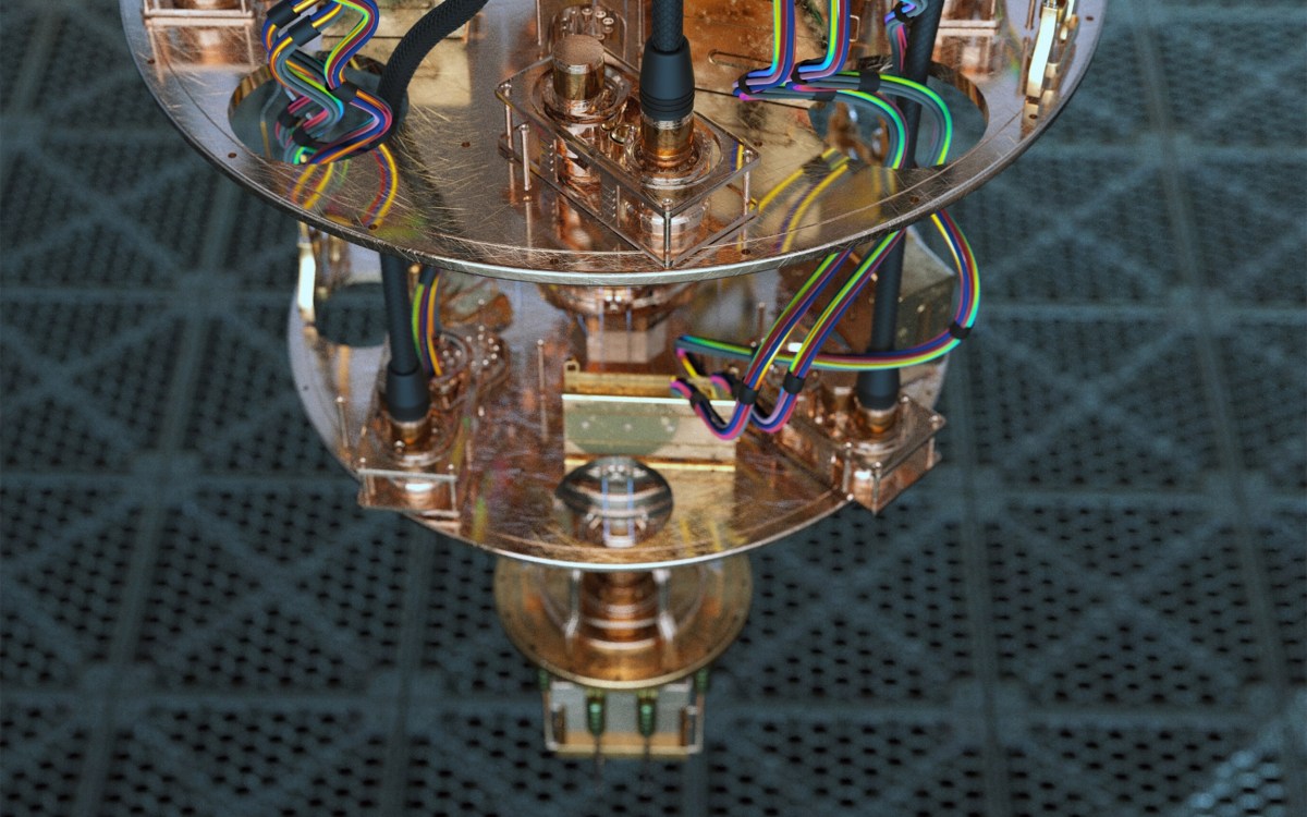 A close up view of a quantum computer.