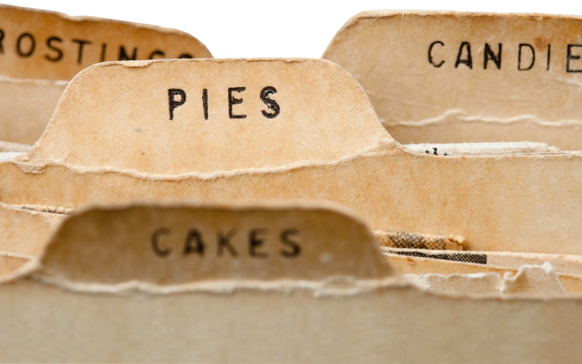 Old-fashioned recipe card dividers.