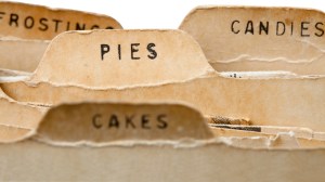 Old-fashioned recipe card dividers.