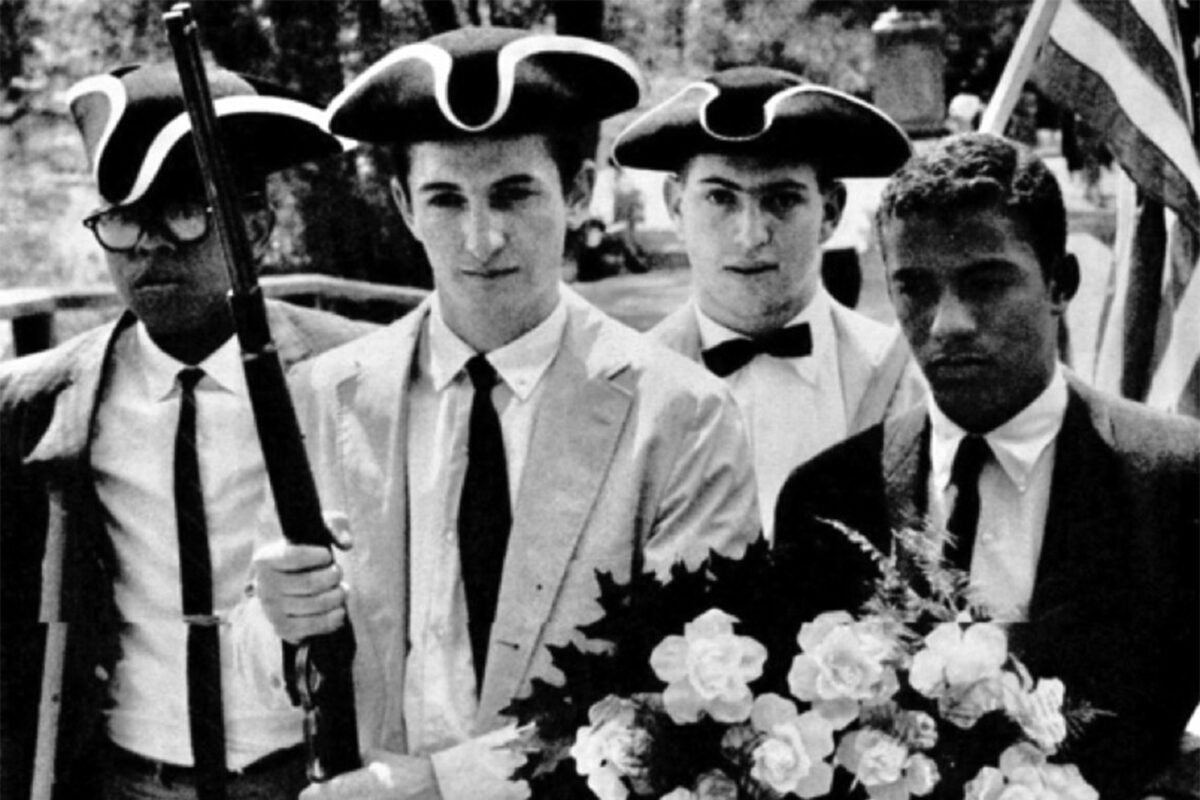 Black and white students as minutemen in 1960.