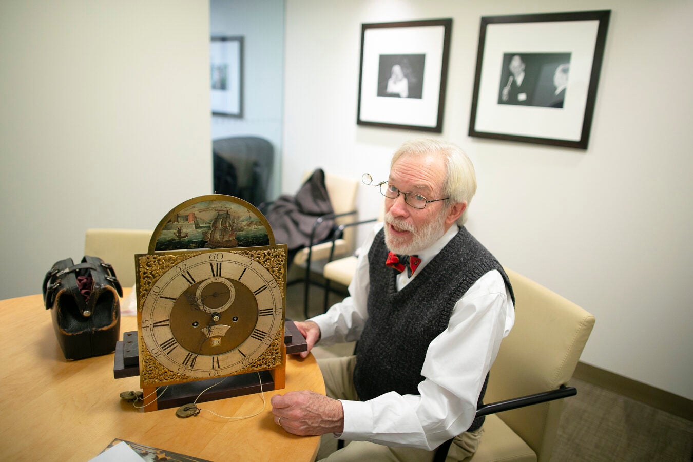 Richard Ketchen with a clock face.