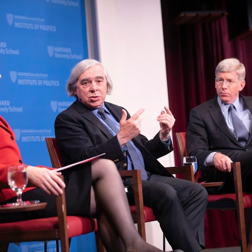 Panel with Meghan Sullivan, former Sec. of Energy Ernest Moniz, and ormer Deputy Secretary of Energy Daniel Poneman,.