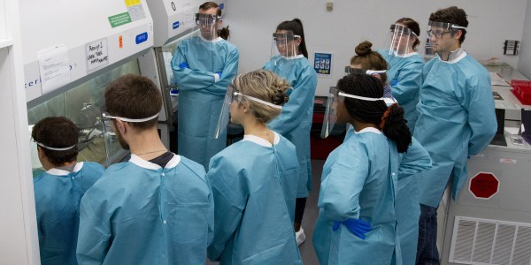 Staff receiving training.