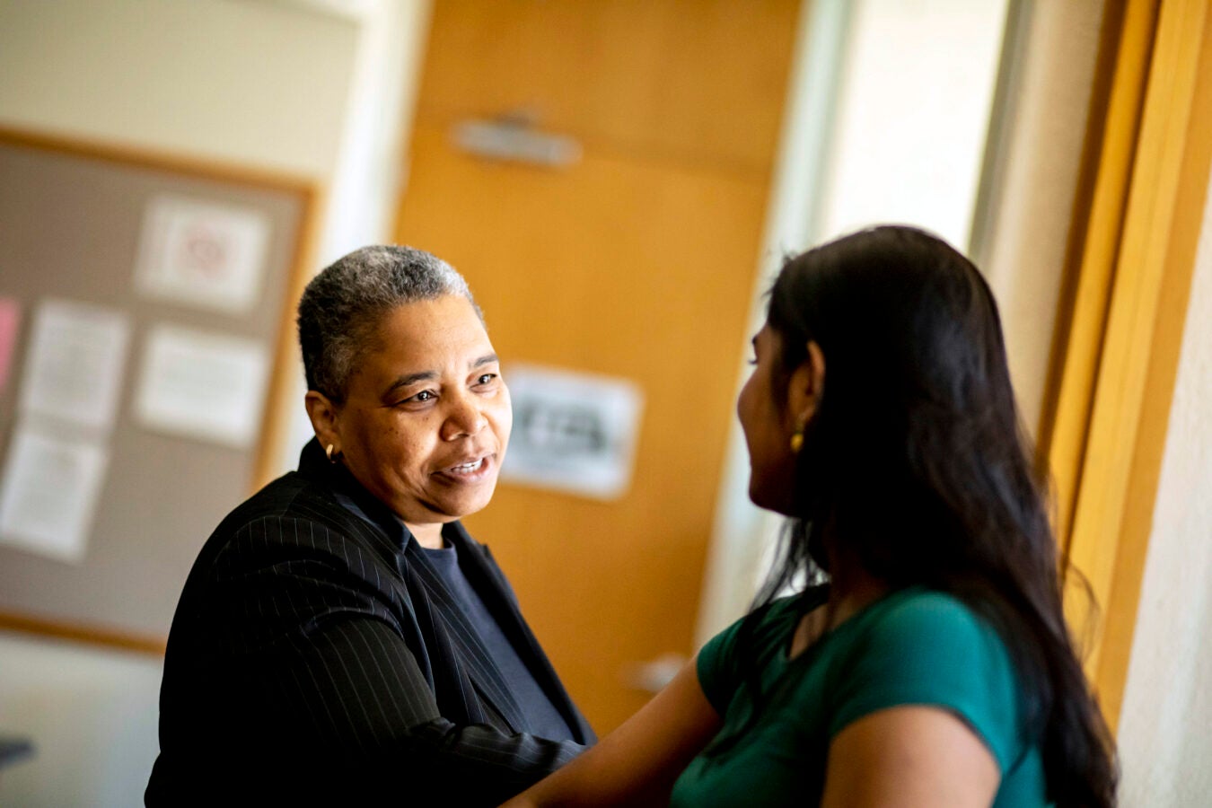 Currier House Faculty Dean, Latanya Sweeney, counsels a student.