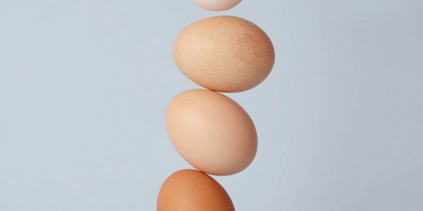 Eggs stacked up.