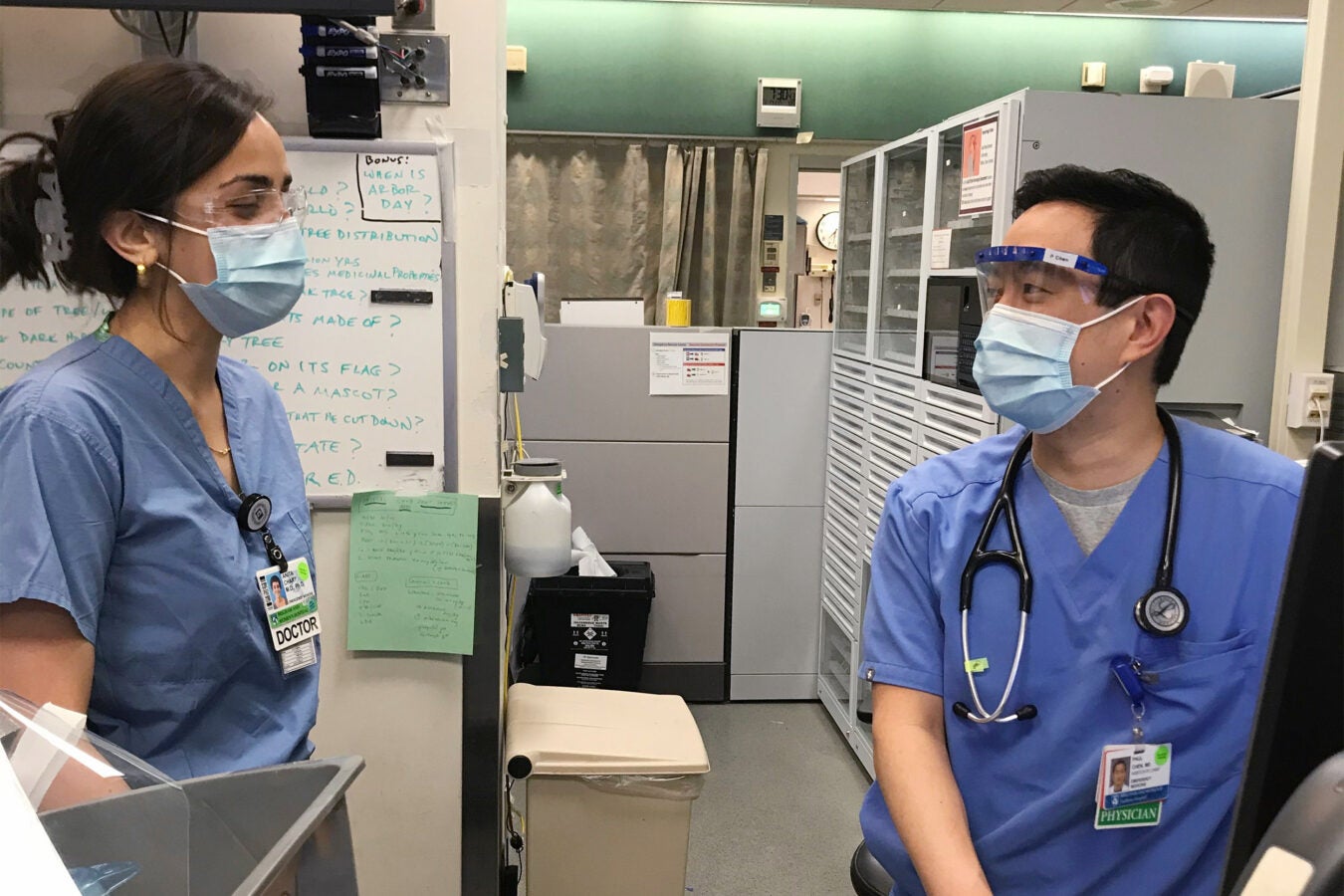 Anita Chary and Paul Chen in their PPE.