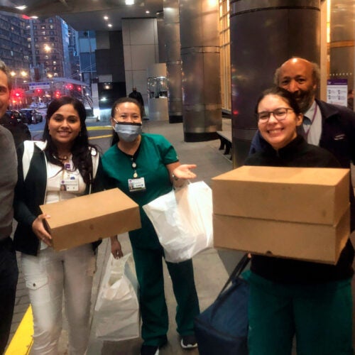 Delivering meals to a hospital in NYC.