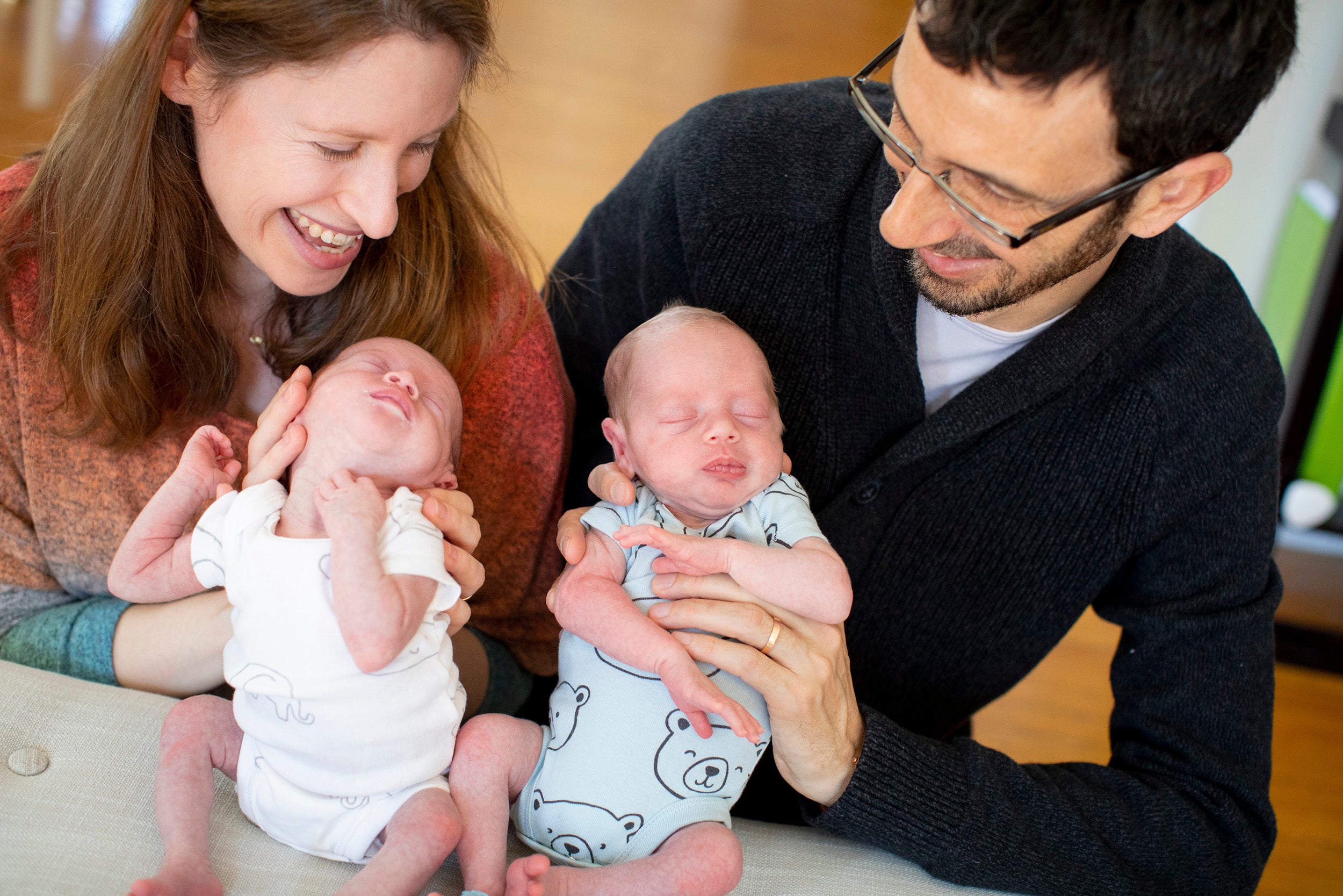 Talia Gillis with husband and twins.