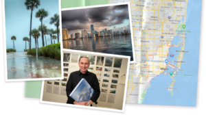 Collage of map and images of Florida and photo of Charles Waldheim