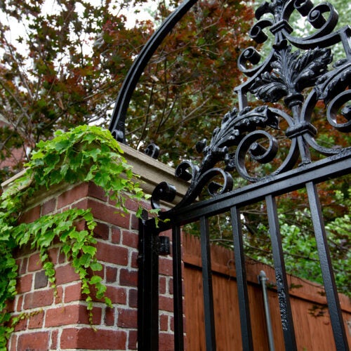 Gate with ivy outside Standish Hall