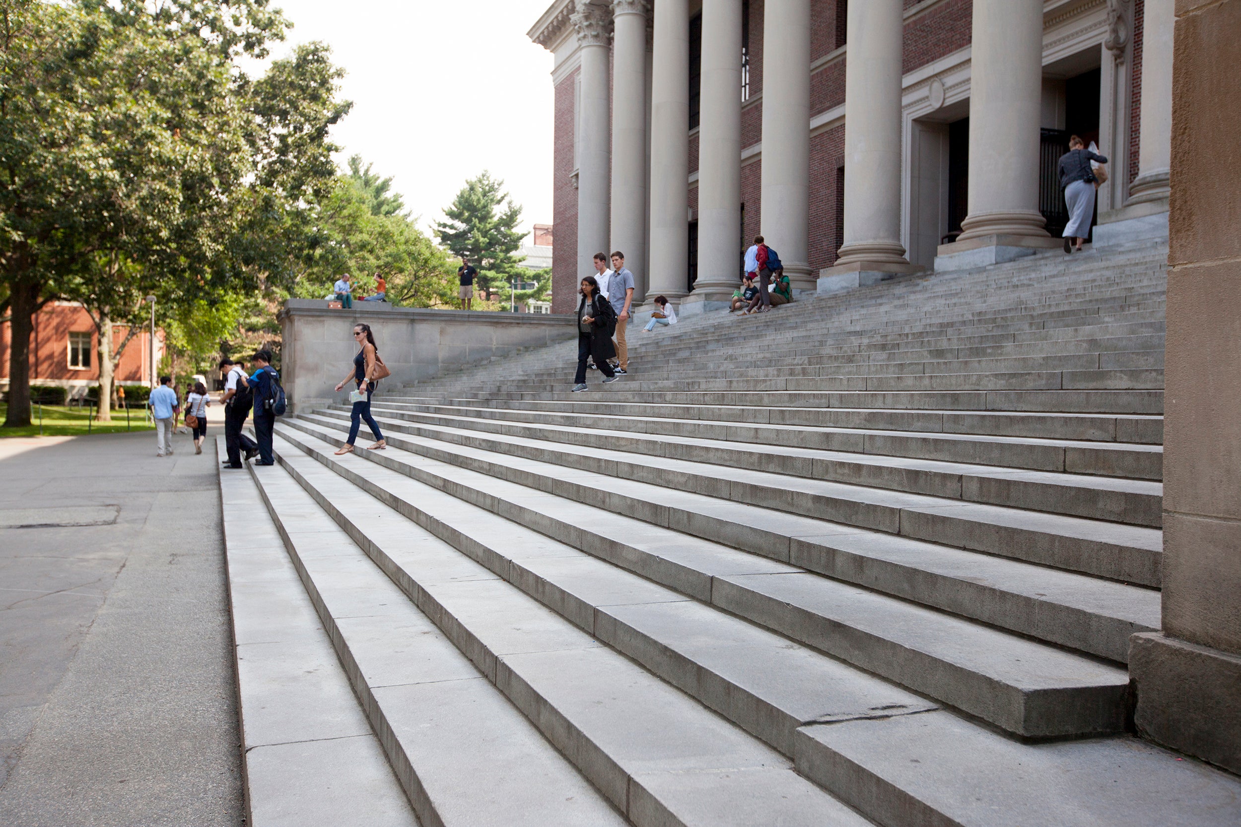 The steps of Widener Library at Harvard University.
