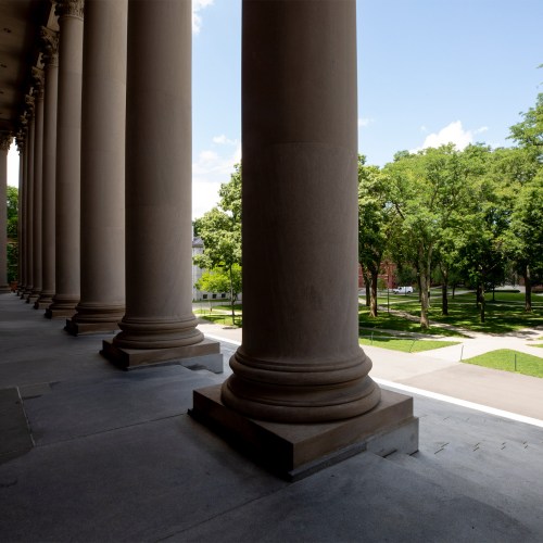 Widener Library steps.