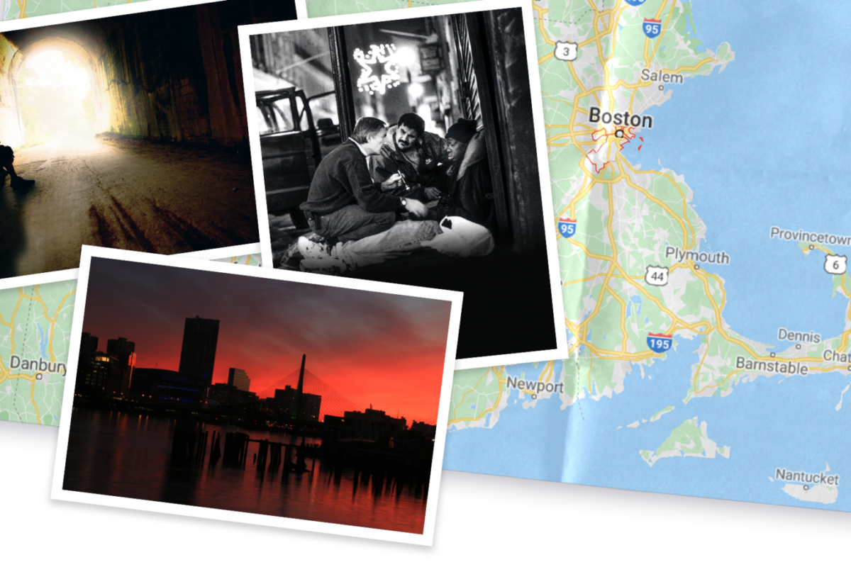 Collage of map of Massachusetts and images of Boston