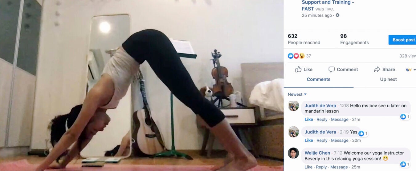 Beverly Fu doing yoga.