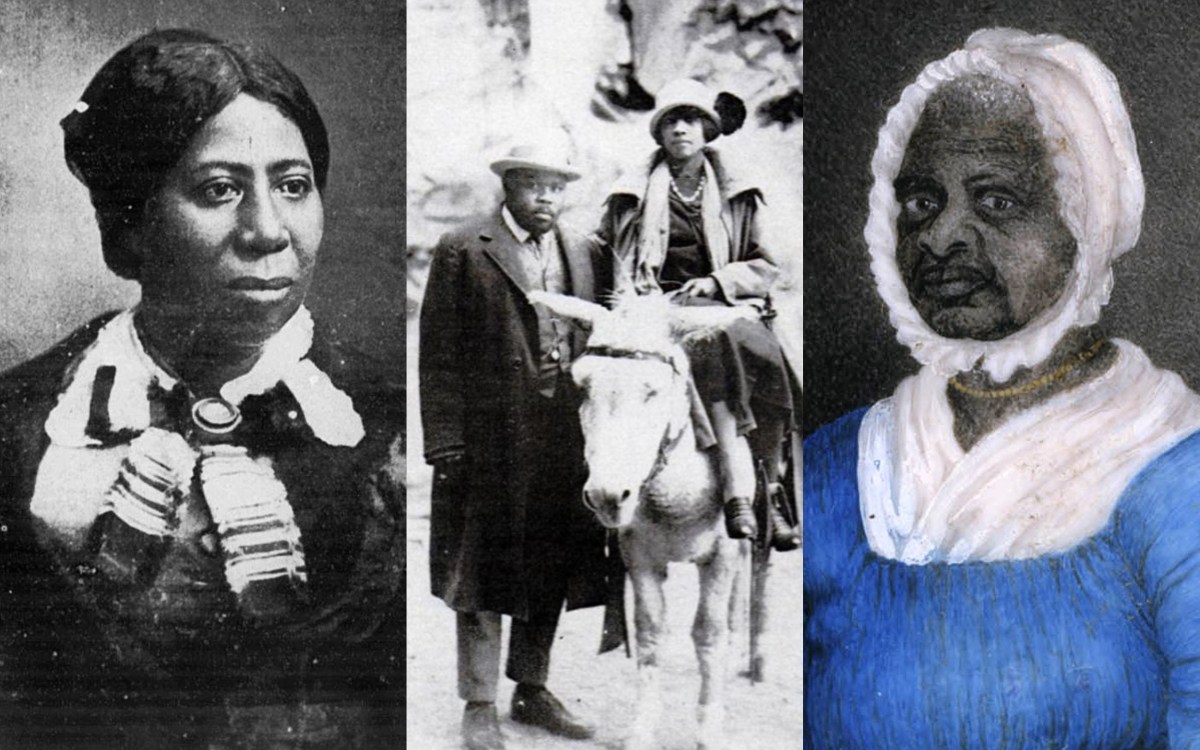 Anna Murray-Douglass (from left), Marcus Garvey with Amy Jacques Garvey, and Elizabeth Freeman.