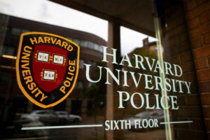Harvard University Police Department sign.