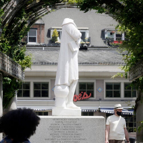 Beheaded Columbus Statue.