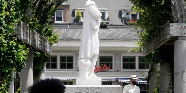 Beheaded Columbus Statue.