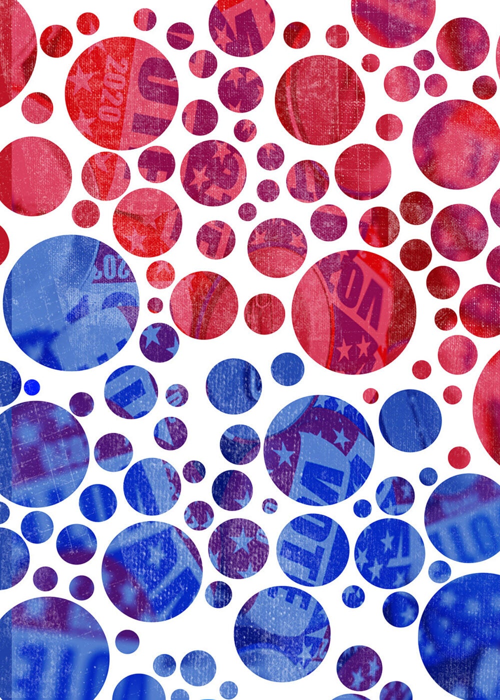 Red and blue bubbles.