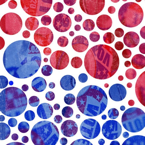 Red and blue bubbles.