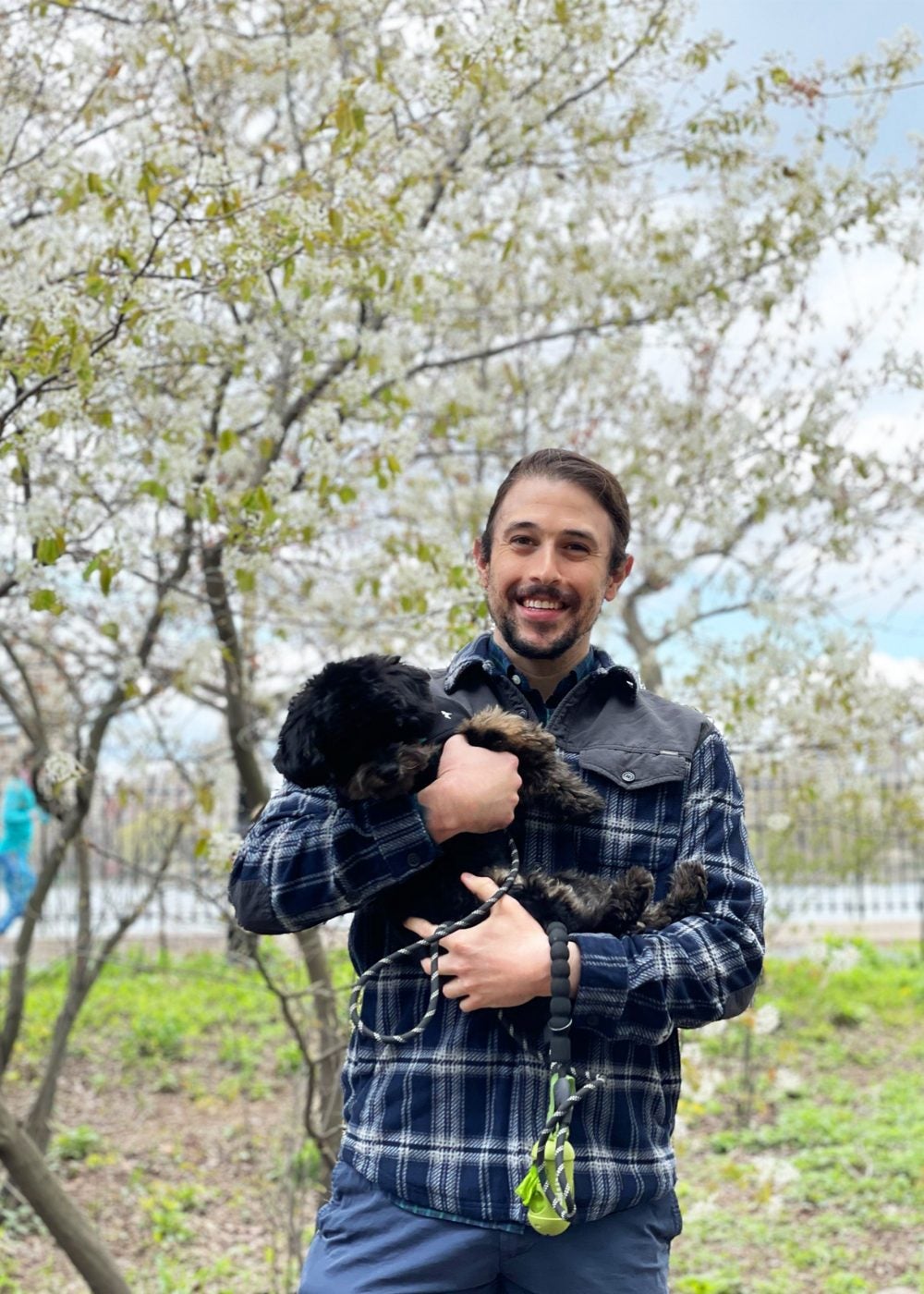 Nelson LaMarche, Ph.D. ’20, with his miniature poodle, Wyatt. When LaMarch arrived at Harvard Medical School his research focused on immunometabolism and obesity. 