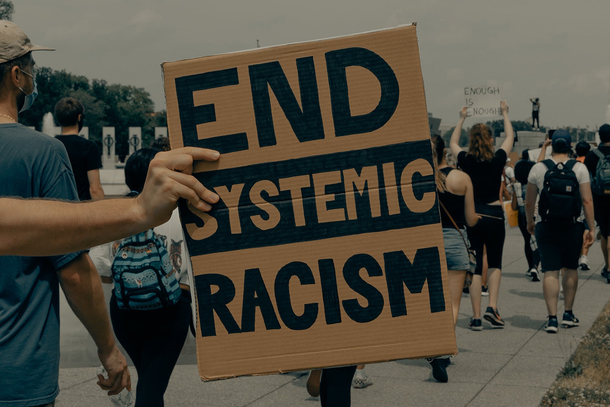 Person holding sign at a protest.