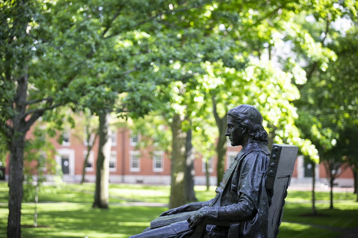 John Harvard statue.