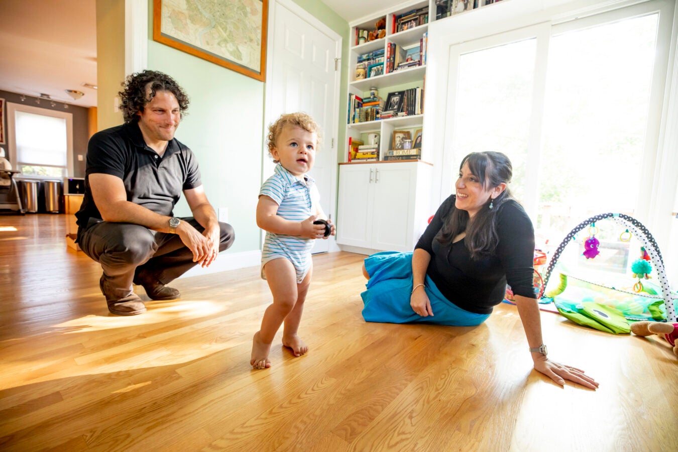 Jessica Pesce is pictured with her husband Dan Ullucci and son Antonio Ullucci in their Arlington home.