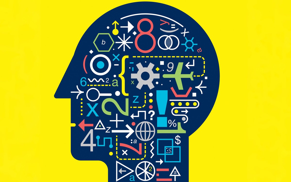 Illustration of head full of data connections.