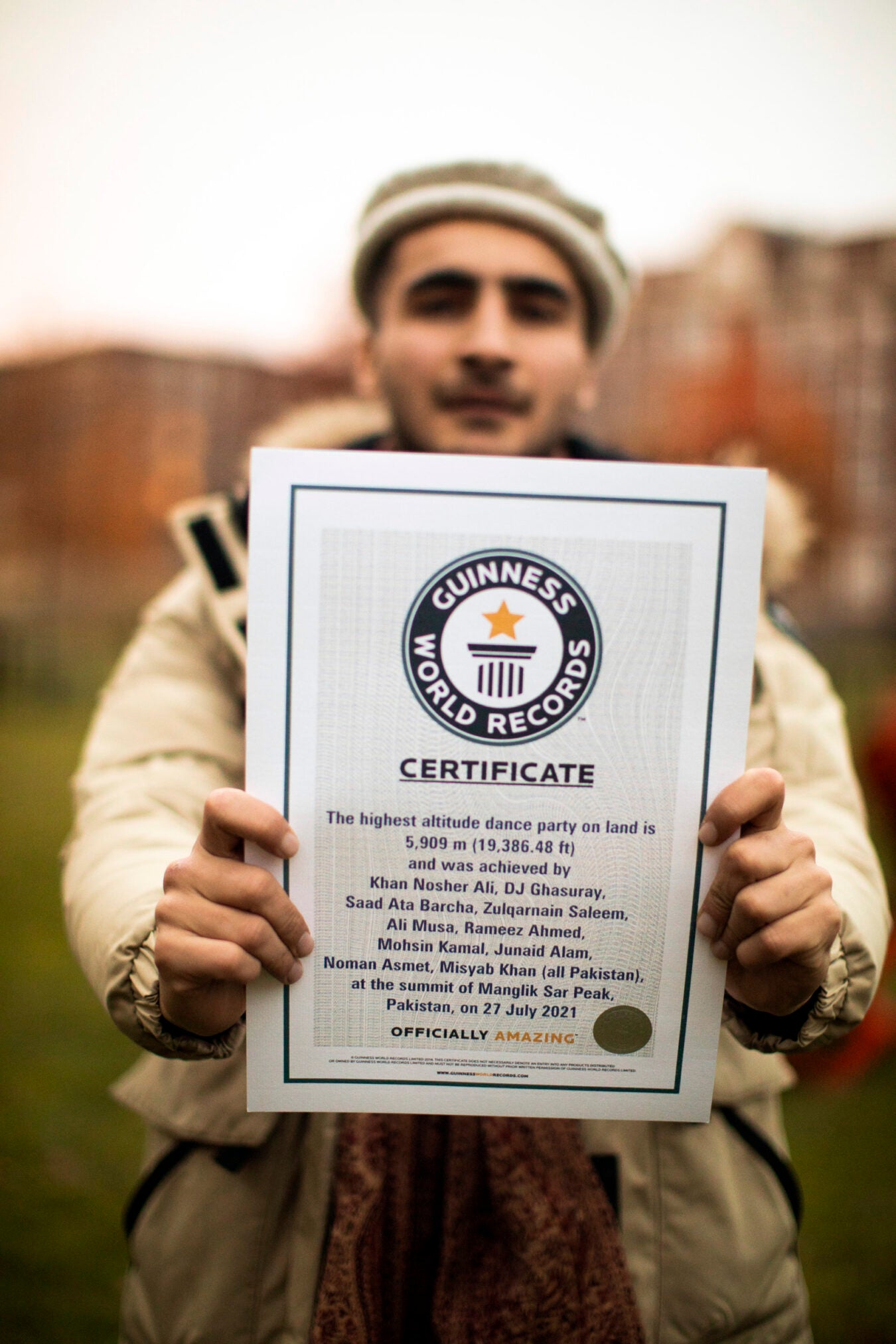 Nosher Ali Khan holds his Guinness record.