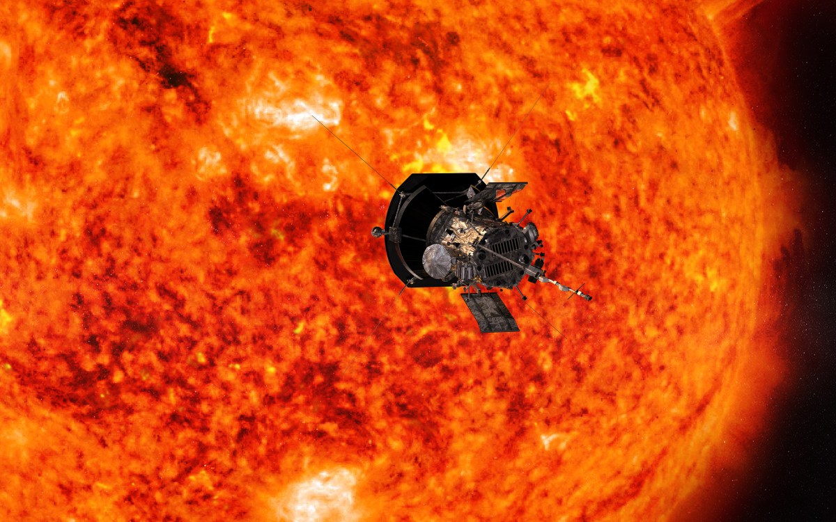 Artist’s conception of the Parker Solar Probe spacecraft approaching the sun.