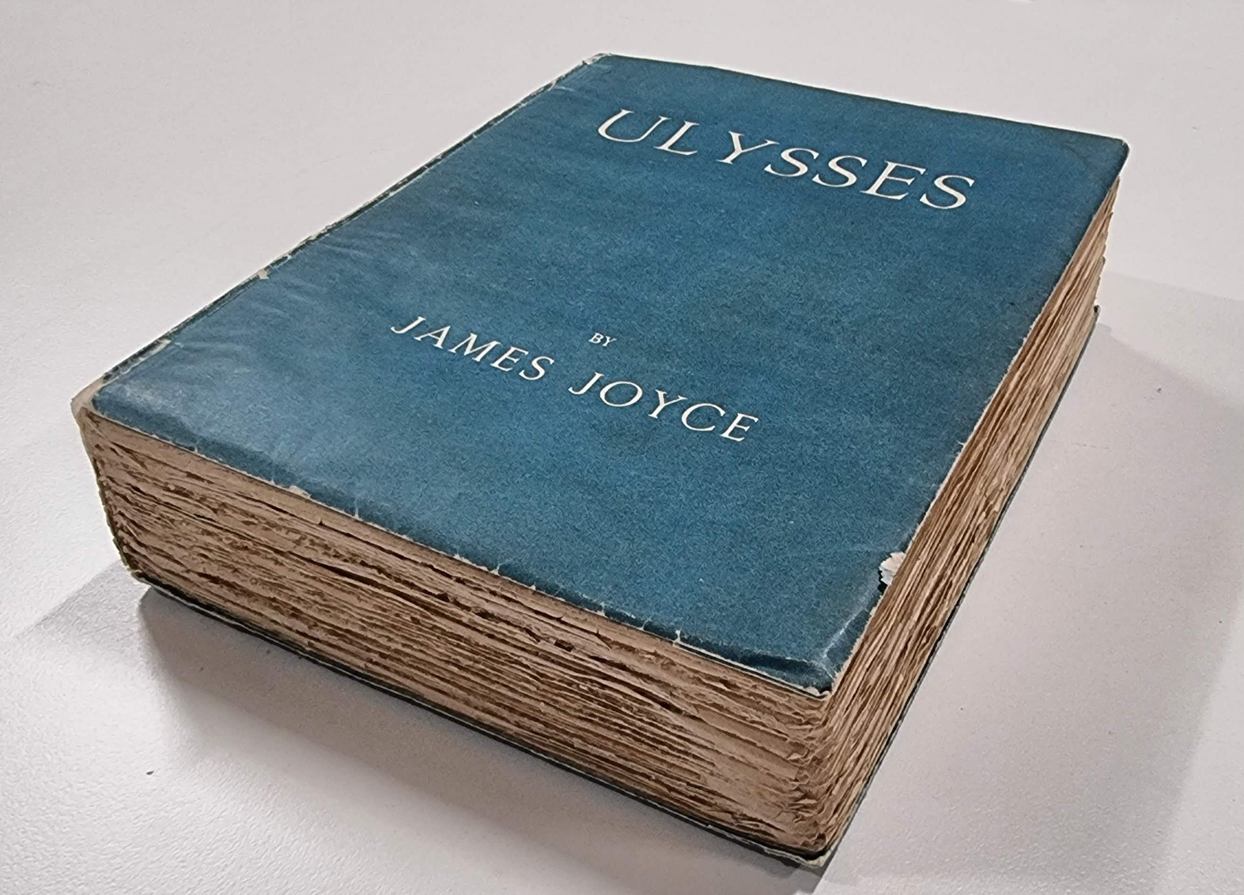 "Ulysses" first edition, cover. (Photo by Geoffrey Barker)