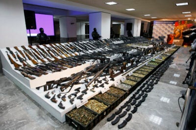 Massive firearm seizure from drug cartel in Mexico.