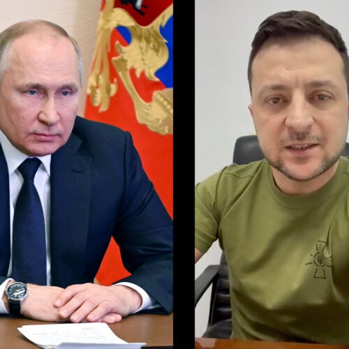 Vladimir Putin and Volodymyr Zelensky.
