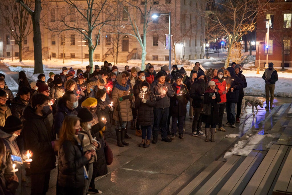 A vigil on campus.