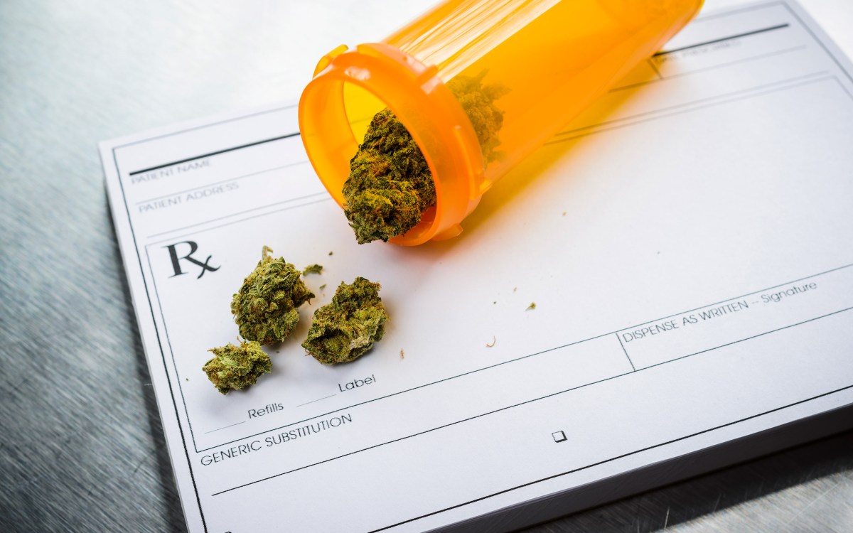medical marijuana and a doctor's prescription pad.