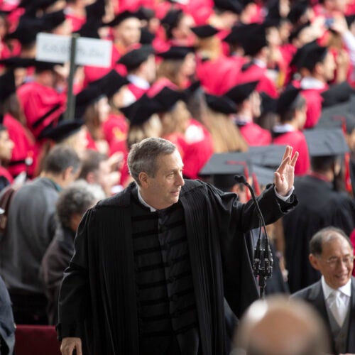 Harvard President Larry Bacow at 2019 Commencement.