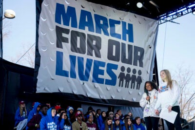 Yolanda Renee King and Jaclyn Corin at March For Our Lives rally in 2018.