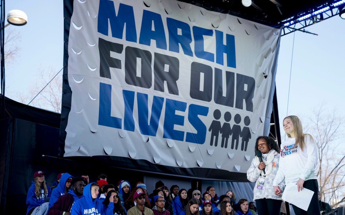 Yolanda Renee King and Jaclyn Corin at March For Our Lives rally in 2018.