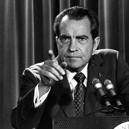 Nixon at news conference n 1973.