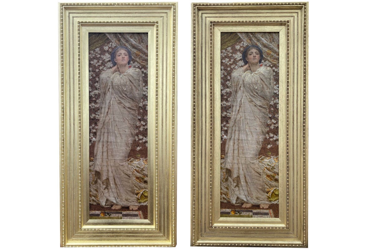 "Study for Blossoms" frame, before and after toning.