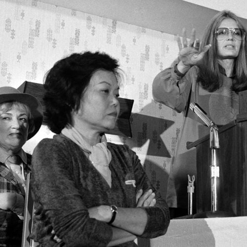 Patsy Mink with Bella Abzug and Gloria Steinem in 1979.