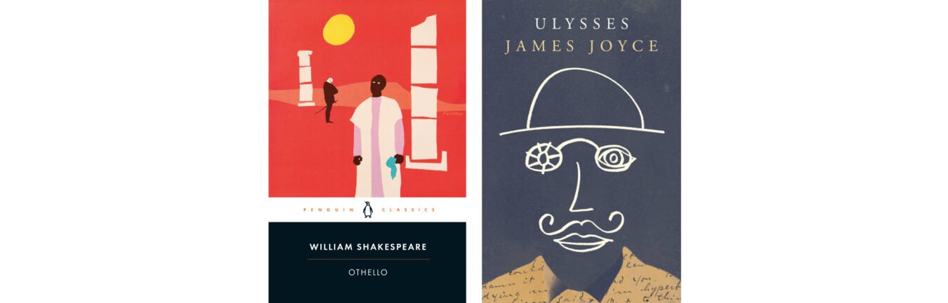 "Othello" and "Ulysses" book covers.