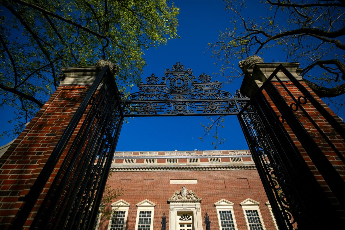 Gate that leads into Harvard Yard.